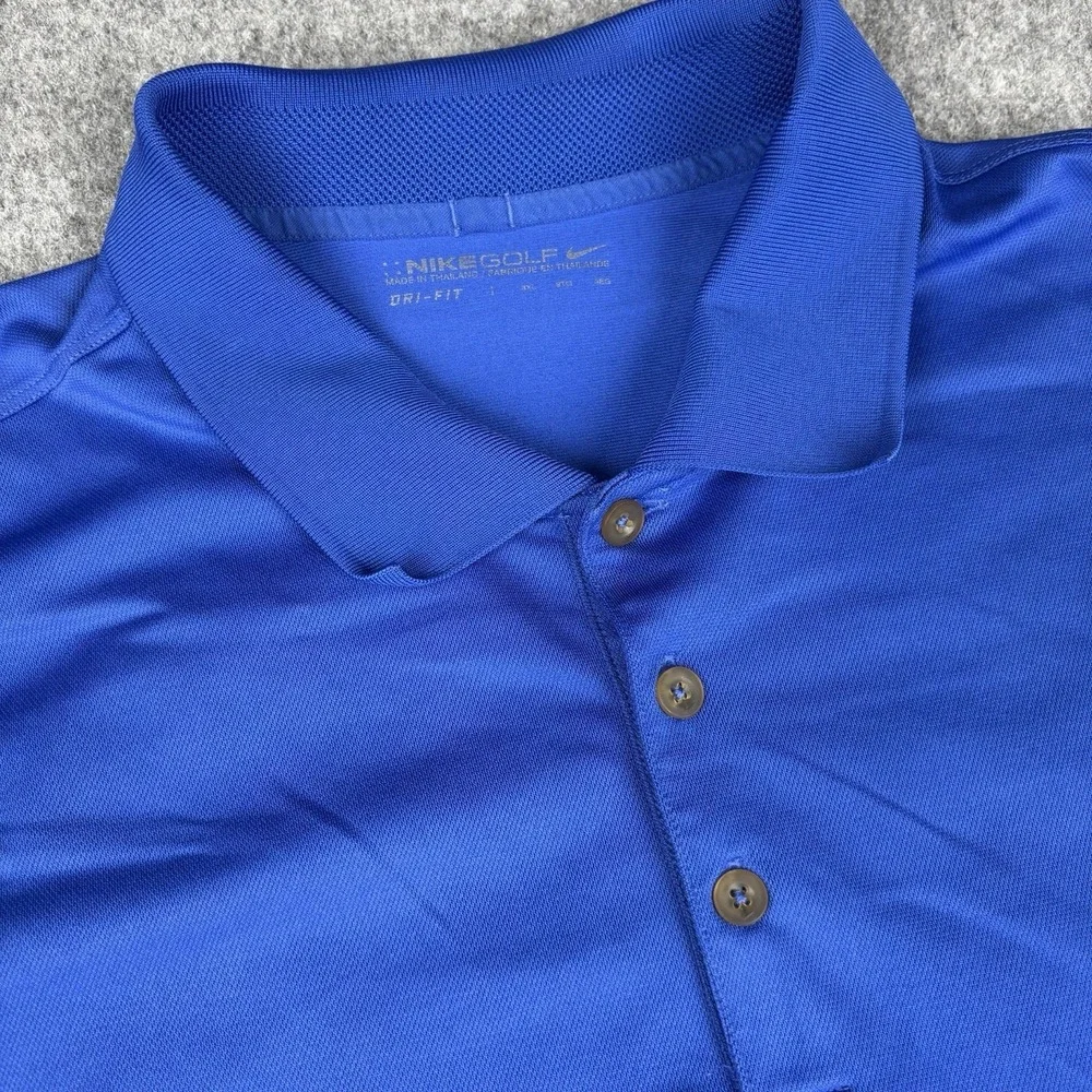 Nike Golf Polo Shirt Mens 3xl Blue Short Sleeve Nike Dri Fit Check Logo Stretch
